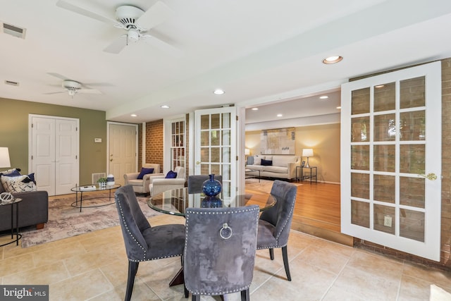 8305 Toll House Rd, Annandale, VA 22003 - dining room with recessed lighting, a ceiling fan, and light tile patterned floors