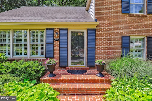 8305 Toll House Rd, Annandale, VA 22003 - property entrance featuring brick siding and roof with shingles
