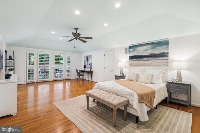 8305 Toll House Rd, Annandale, VA 22003 - bedroom featuring wood finished floors, lofted ceiling, a ceiling fan, and recessed lighting