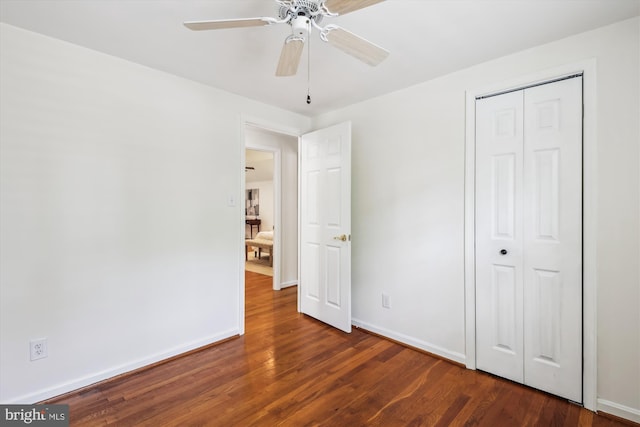 8305 Toll House Rd, Annandale, VA 22003 - unfurnished bedroom featuring wood finished floors, a closet, and ceiling fan