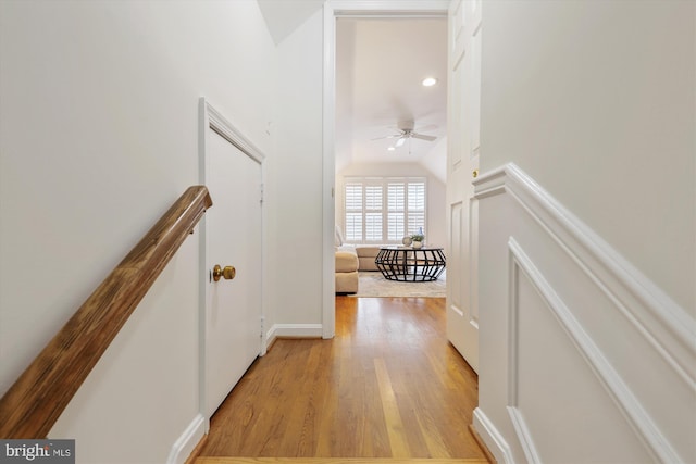 8305 Toll House Rd, Annandale, VA 22003 - corridor with vaulted ceiling and light wood-style floors