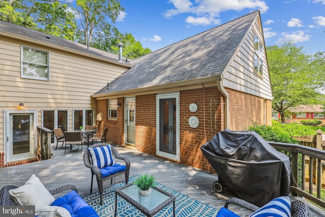 8305 Toll House Rd, Annandale, VA 22003 - deck with outdoor dining space, a grill, and an outdoor living space