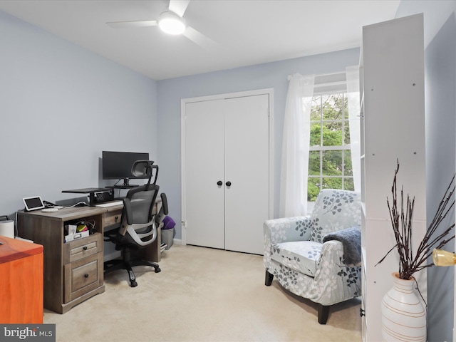 12215 Wye Oak Commons Cir Unit 66, Burke, VA 22015 - home office featuring light colored carpet and ceiling fan