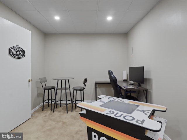 12215 Wye Oak Commons Cir Unit 66, Burke, VA 22015 - office area featuring carpet flooring, baseboards, recessed lighting, and a paneled ceiling