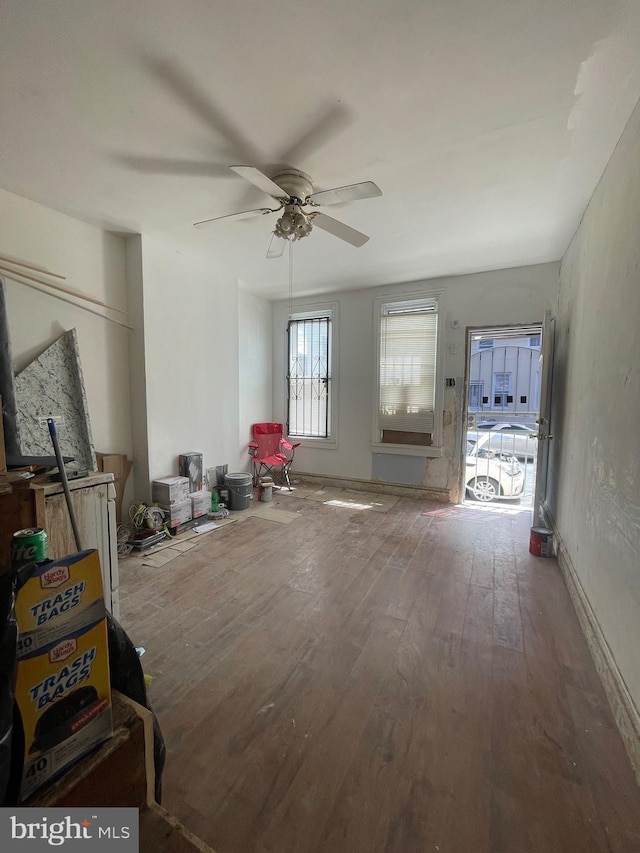 2430 N 4th St, Philadelphia, PA 19133 - living area with hardwood / wood-style flooring and a ceiling fan