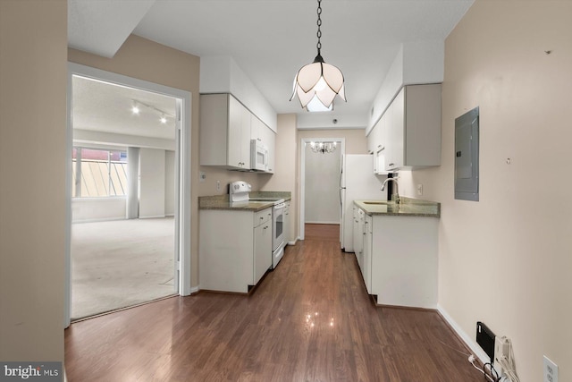 5802 Nicholson Ln Unit 2-407, Rockville, MD 20852 - kitchen with white appliances, electric panel, dark wood-style floors, and a sink