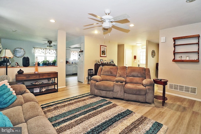 2028 Brookdale Dr, Forked River, NJ 08731 - living area featuring ceiling fan, wood finished floors, baseboards, and recessed lighting
