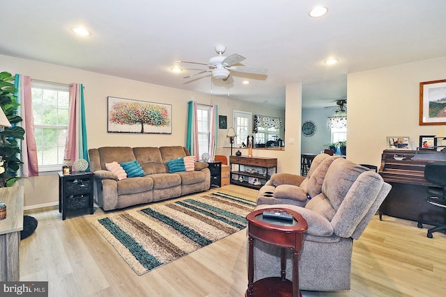 2028 Brookdale Dr, Forked River, NJ 08731 - living area featuring wood finished floors, a ceiling fan, recessed lighting, and baseboards