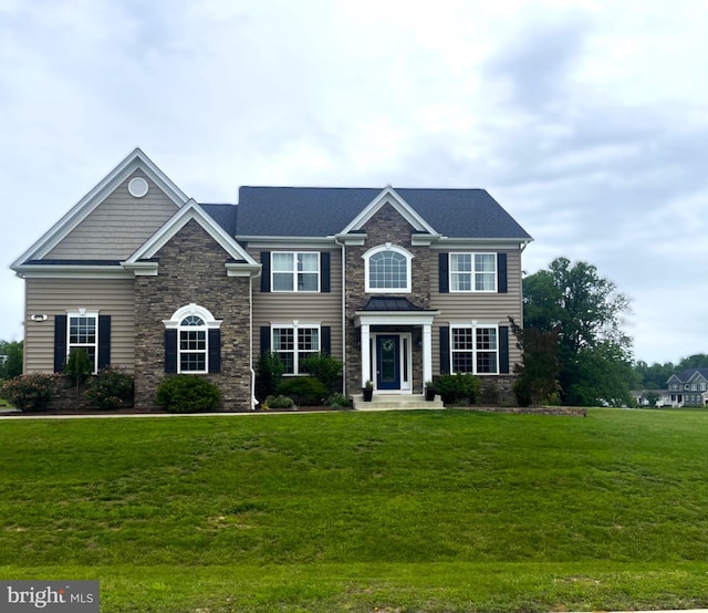 815 Summersweet Ct, Huntingtown, MD 20639 - view of front of property featuring stone siding and a front lawn