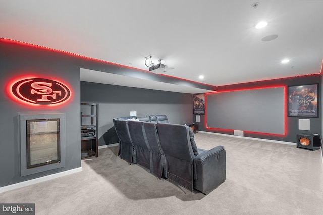 815 Summersweet Ct, Huntingtown, MD 20639 - cinema room with carpet, baseboards, and recessed lighting