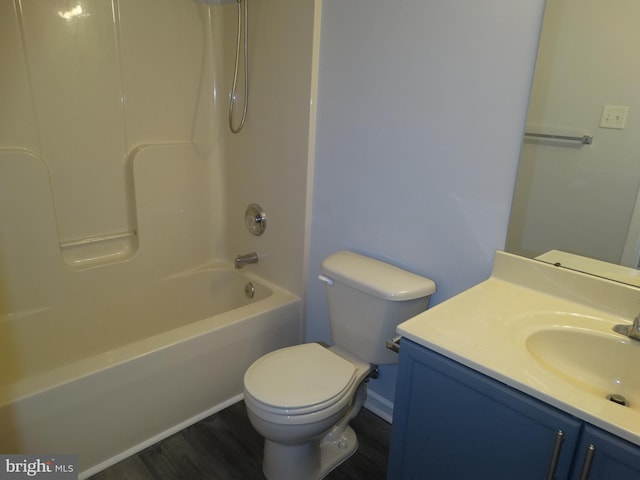 112 Colton Ct, Smithsburg, MD 21783 - bathroom featuring wood finished floors, vanity, toilet,  shower combination, and baseboards