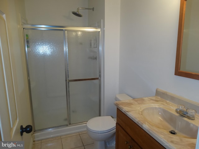 112 Colton Ct, Smithsburg, MD 21783 - bathroom with vanity, a stall shower, toilet, and tile patterned flooring