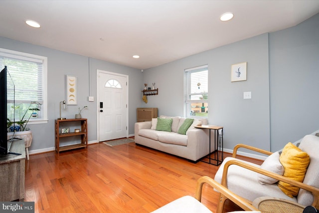 1005 Madison Ct, Annapolis, MD 21403 - living area with light wood-type flooring, recessed lighting, and baseboards