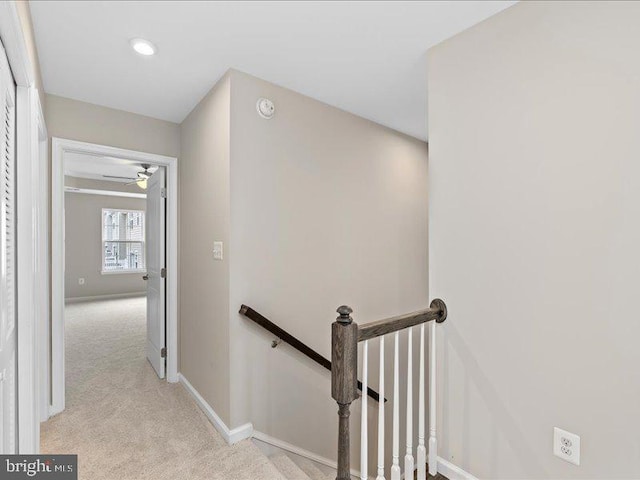 107 Lookout Way, Fredericksburg, VA 22405 - staircase featuring carpet, baseboards, and ceiling fan