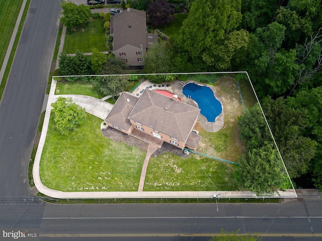 1 Carriage Way, Cinnaminson, NJ 08077 - aerial view of property and surrounding area featuring a pool and property parcel outlined