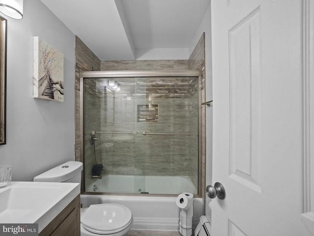 4326 Ranger Ave, Temple Hills, MD 20748 - full bathroom with vanity, toilet, enclosed tub / shower combo, and a baseboard radiator