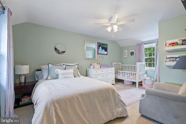 915 Edgewood Dr, Springfield, PA 19064 - carpeted bedroom with vaulted ceiling and ceiling fan