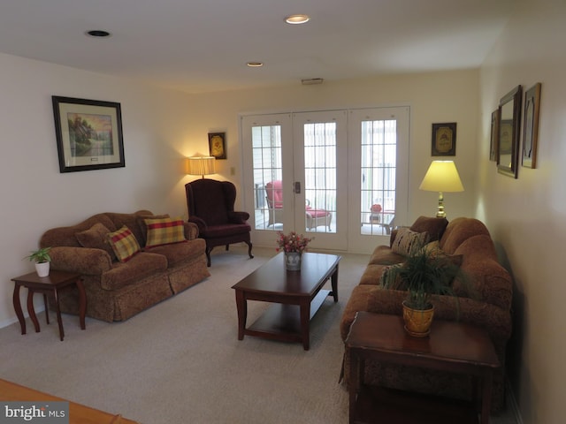 15 Meadowwood Ct, Columbus, NJ 08022 - living room with carpet, recessed lighting, and french doors