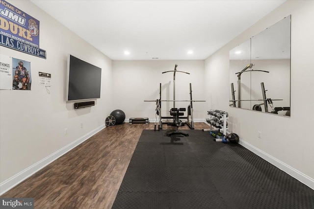 3525 Franks Ter, Monrovia, MD 21770 - exercise area featuring recessed lighting, wood finished floors, and baseboards