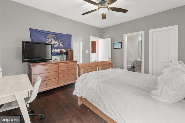 3525 Franks Ter, Monrovia, MD 21770 - bedroom featuring wood finished floors, connected bathroom, and ceiling fan