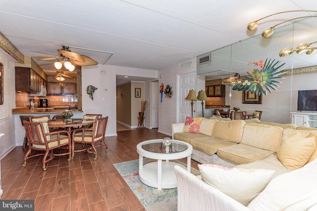 10300 Coastal Hwy Unit 1905, Ocean City, MD 21842 - living room featuring ceiling fan, wood finished floors, and baseboards