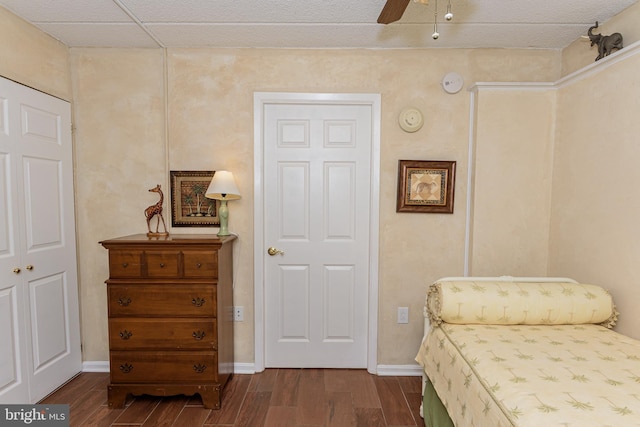 10300 Coastal Hwy Unit 1905, Ocean City, MD 21842 - bedroom with dark wood finished floors, baseboards, and ceiling fan