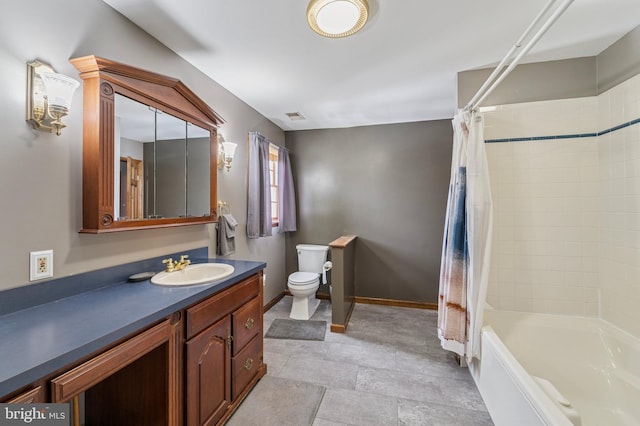 14 Yorkshire Rd, Hamilton, NJ 08610 - bathroom with toilet, vanity, shower / bath combination with curtain, and baseboards