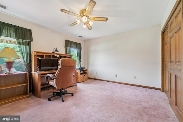14 Yorkshire Rd, Hamilton, NJ 08610 - carpeted home office featuring a ceiling fan and baseboards
