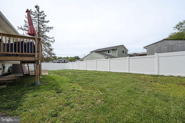 29 Holyoke Dr, Delran, NJ 08075 - view of yard featuring a wooden deck and central air condition unit
