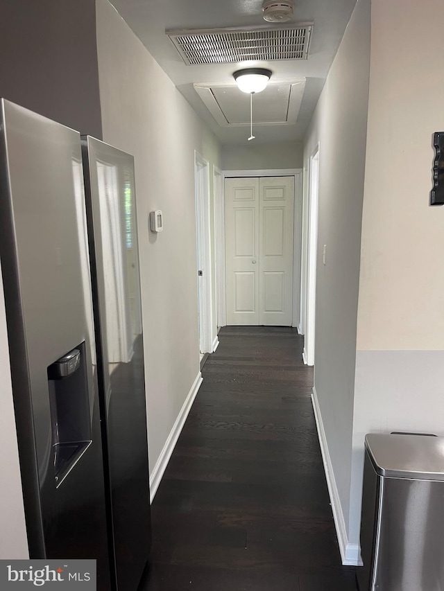 1604 Manning Rd, Glen Burnie, MD 21061 - corridor featuring dark wood-style flooring, attic access, and baseboards