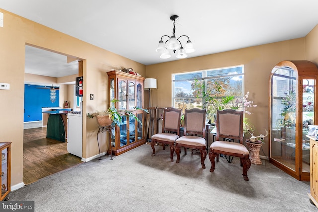 1 Winterberry Pl, Clayton, NJ 08312 - living area with a chandelier, carpet, and baseboards