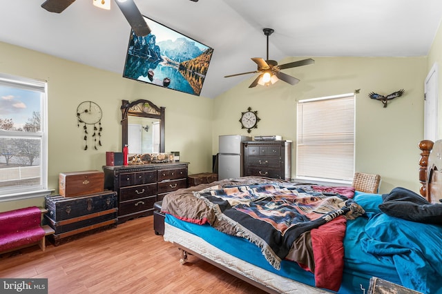 1 Winterberry Pl, Clayton, NJ 08312 - bedroom featuring wood finished floors, vaulted ceiling, and ceiling fan