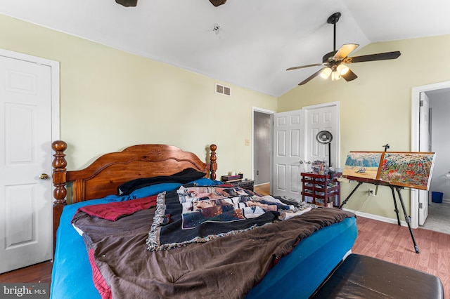 1 Winterberry Pl, Clayton, NJ 08312 - bedroom with wood finished floors, lofted ceiling, a ceiling fan, and baseboards
