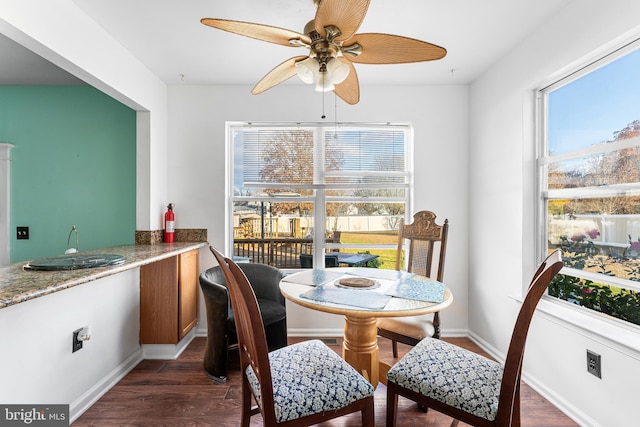 1 Winterberry Pl, Clayton, NJ 08312 - dining room featuring dark wood finished floors, healthy amount of natural light, ceiling fan, and baseboards