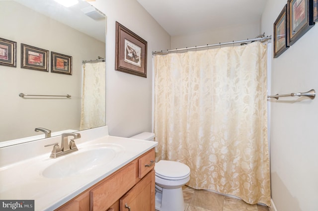 6039 Union Tunnel Dr, Harrisburg, PA 17111 - full bathroom featuring toilet, vanity, a shower with curtain, and tile patterned floors