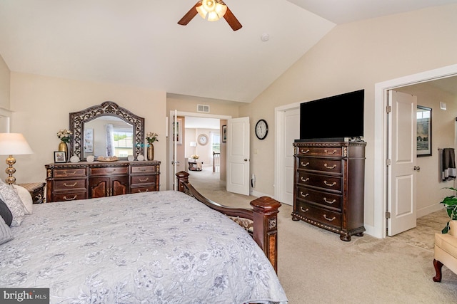 6039 Union Tunnel Dr, Harrisburg, PA 17111 - bedroom with vaulted ceiling, light colored carpet, and a ceiling fan