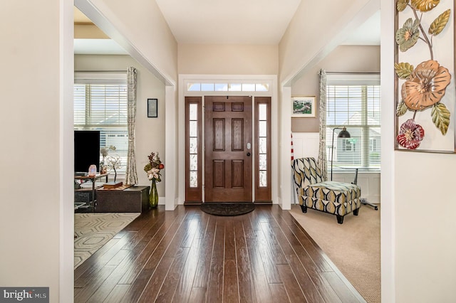 6039 Union Tunnel Dr, Harrisburg, PA 17111 - foyer with healthy amount of natural light and dark wood-style floors
