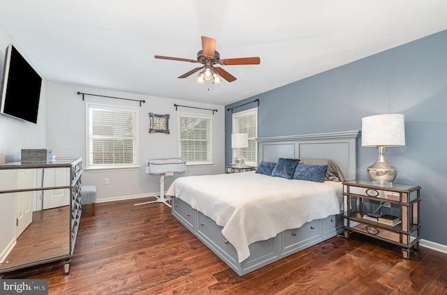 6202 Crofton Ct, Mechanicsburg, PA 17050 - bedroom featuring dark wood-style flooring, baseboards, and a ceiling fan