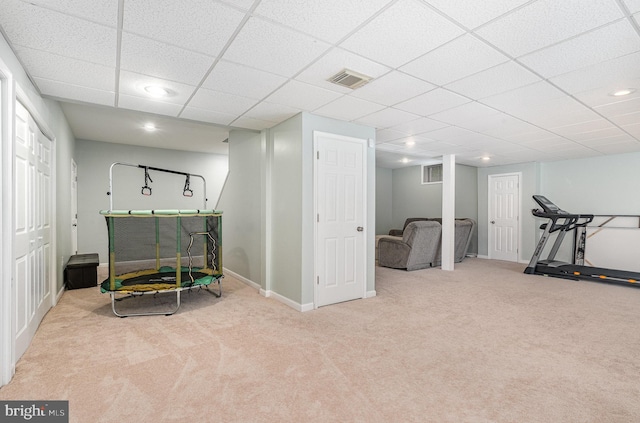 6202 Crofton Ct, Mechanicsburg, PA 17050 - exercise room with carpet, recessed lighting, a drop ceiling, and baseboards