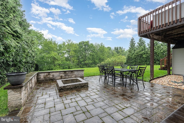 6202 Crofton Ct, Mechanicsburg, PA 17050 - view of patio / terrace with an outdoor fire pit, outdoor dining area, and a wooden deck