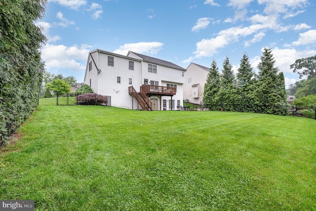 6202 Crofton Ct, Mechanicsburg, PA 17050 - rear view of property with stairway and a wooden deck