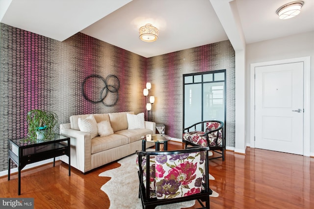 1830 Fountain Dr Unit 1107, Reston, VA 20190 - living area with wallpapered walls and wood finished floors