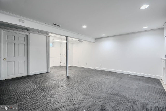 4108 Slater Ave, Baltimore, MD 21236 - finished basement with recessed lighting, baseboards, and dark carpet