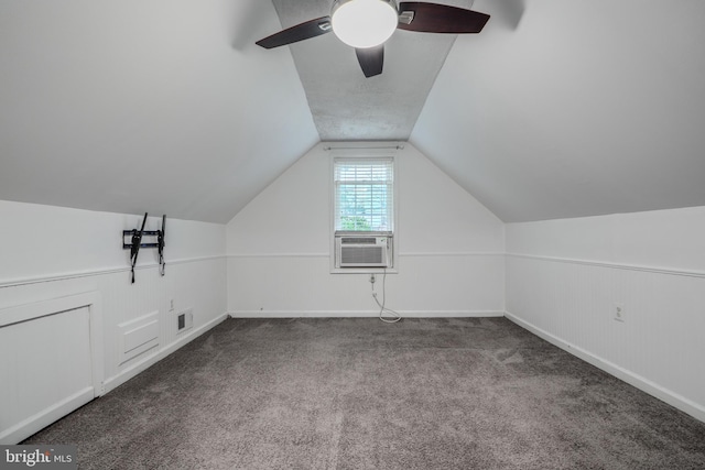 4108 Slater Ave, Baltimore, MD 21236 - additional living space with vaulted ceiling, carpet, ceiling fan, wainscoting, and cooling unit