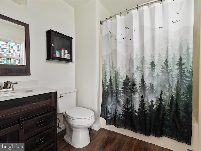 18 Barnett Dr, Front Royal, VA 22630 - bathroom with vanity, wood finished floors, toilet, and baseboards