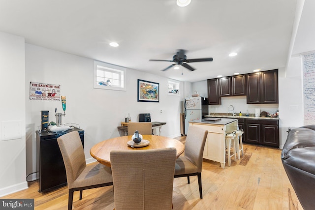 413 Benton Pt, Tappahannock, VA 22560 - dining space featuring light wood-type flooring, a ceiling fan, baseboards, and recessed lighting