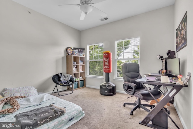 10079 Orland Stone Dr, Bristow, VA 20136 - carpeted office with a ceiling fan and baseboards