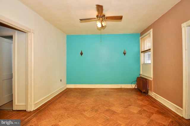 3324 Ryan Ave, Philadelphia, PA 19136 - spare room featuring radiator, a ceiling fan, and baseboards