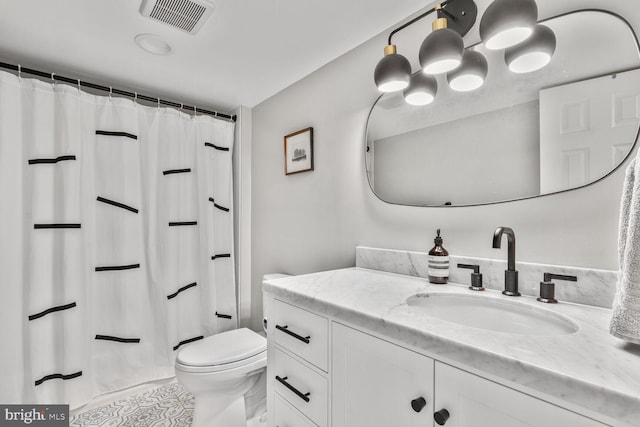 3805 Warren St NW, Washington, DC 20016 - bathroom with vanity, toilet, tile patterned floors, and a shower with curtain