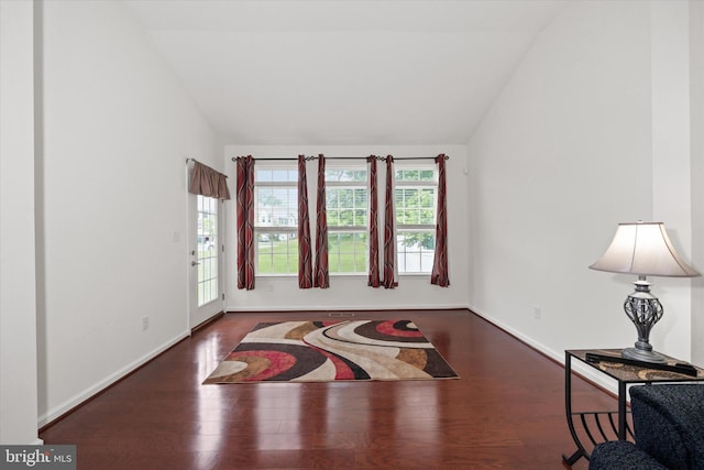 133 E General Grey Ct, Newark, DE 19702 - sitting room featuring lofted ceiling, wood finished floors, and baseboards